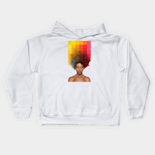 Rainbow Pixel Afro Art Kids Hoodie